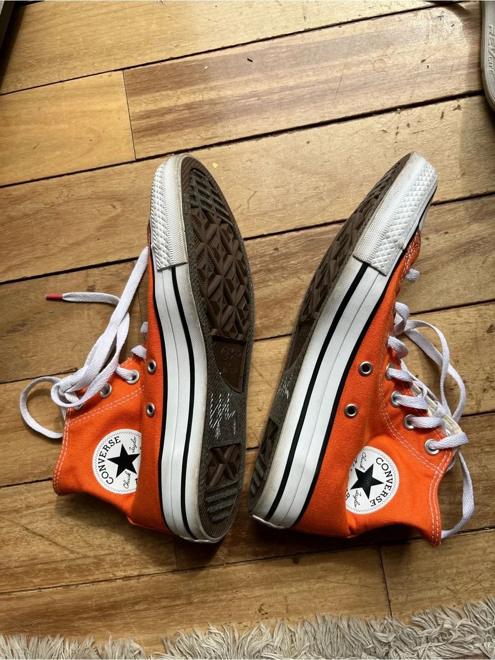 Converse Orange Canvas high top Sneakers with White Laces